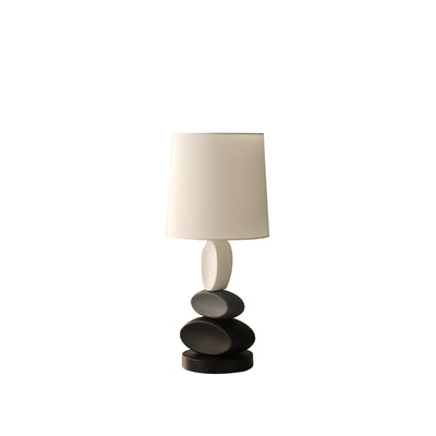 19" Black Gray and White Metal Table Lamp With White Drum Shade 