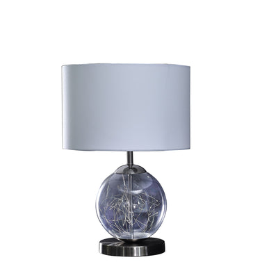 21" Translucent Glass Globe LED Table Lamp With White Drum Shade 