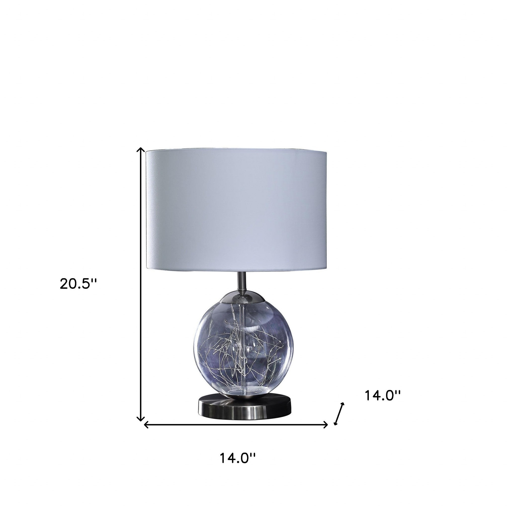 21" Translucent Glass Globe LED Table Lamp With White Drum Shade