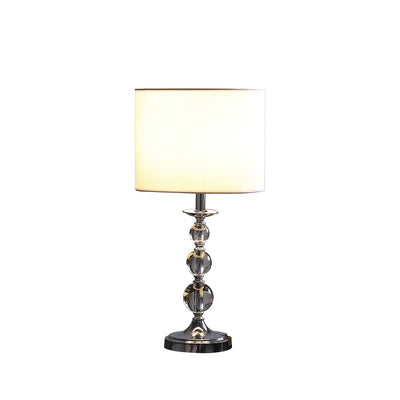 20" Silver Bedside Table Lamp With White Drum Shade 
