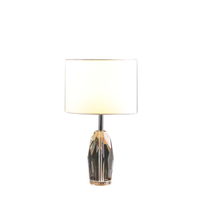 19" Chrome and Faceted Crystal Urn Table Lamp With White Drum Shade 