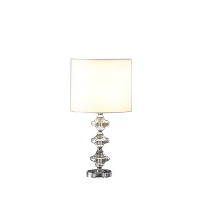 23" Silver Crystal Geometric Table Lamp With White Classic Drum Shade 