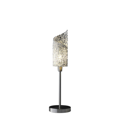 22" Silver Bedside Table Lamp With White Swirl Novelty Shade 
