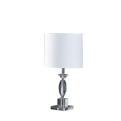 23" Silver Crystal Standard Table Lamp With White Classic Drum Shade Table Lamp 