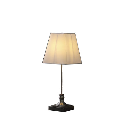 19" Silver Bedside Table Lamp With White Empire Shade 
