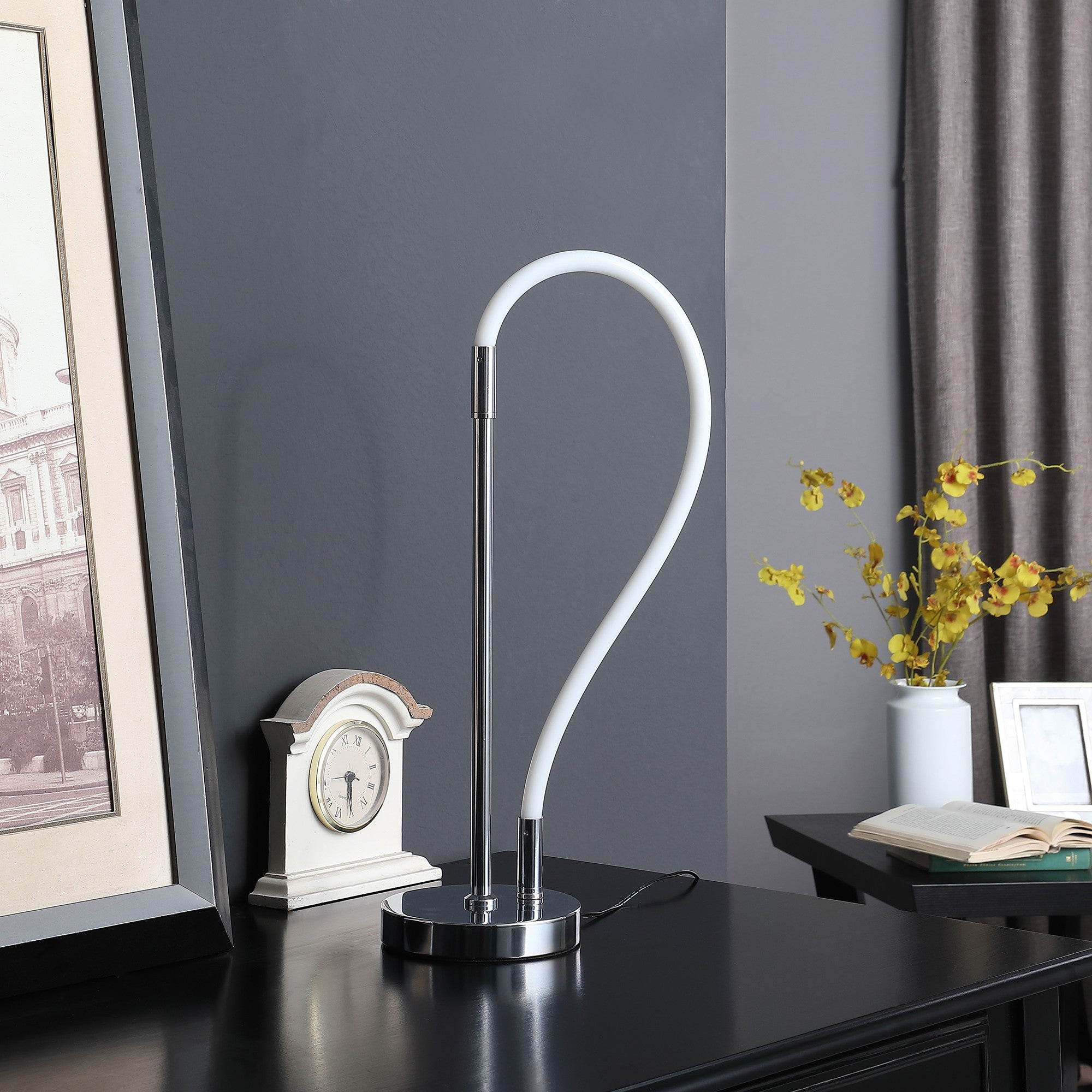 21" Silver Bedside Led Table Lamp