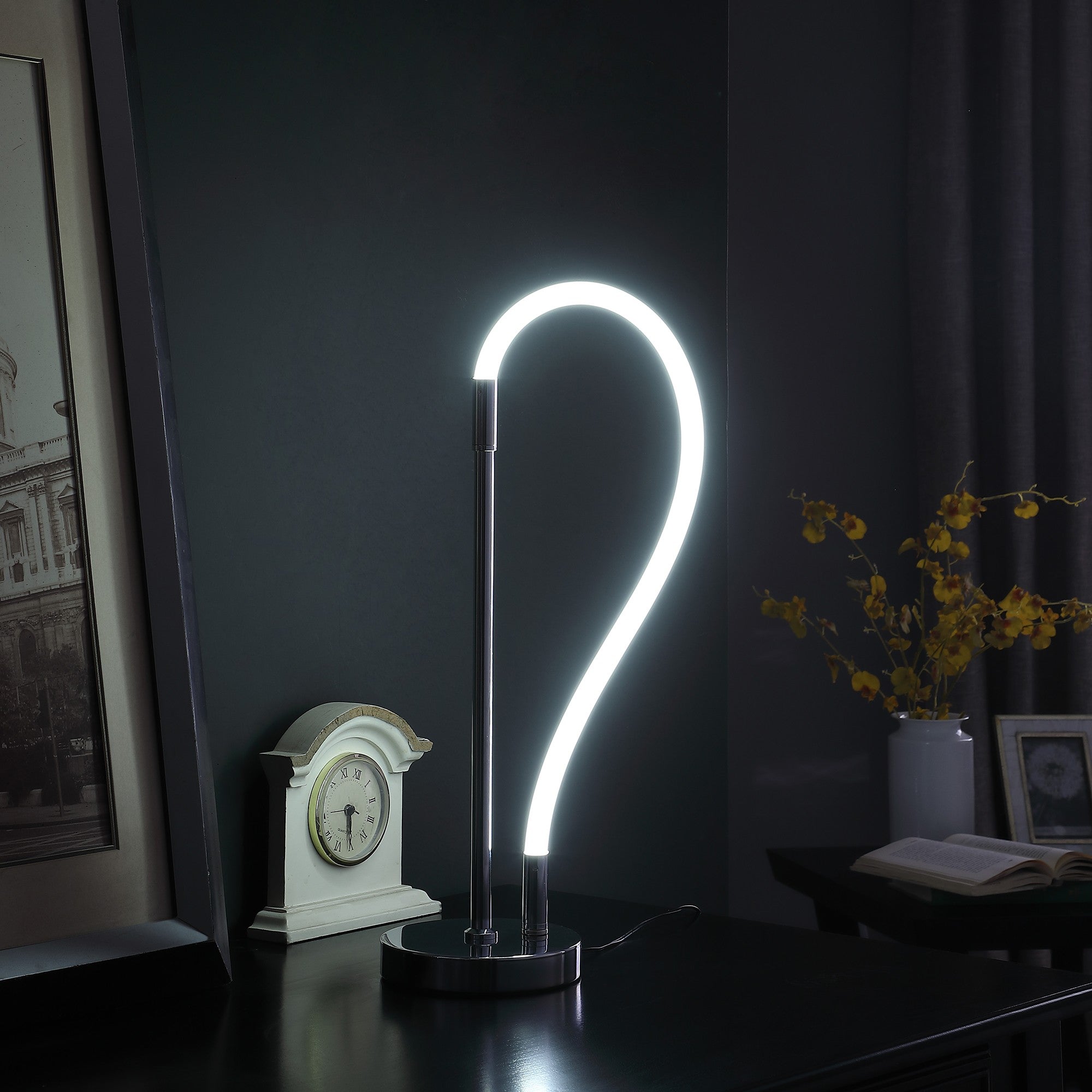 21" Silver Bedside Led Table Lamp