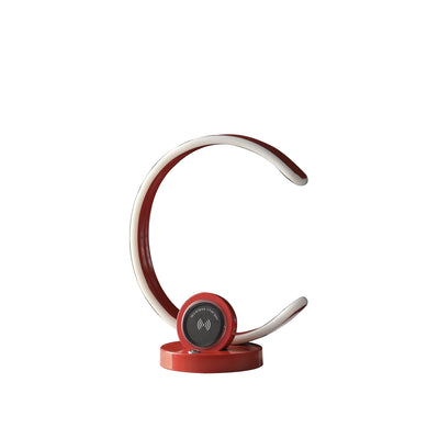 13" Red Contempo C Shape LED  with USB Desk or Table Lamp 