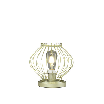 10" Gold Bedside Table Lamp With Gold Cage Shade 