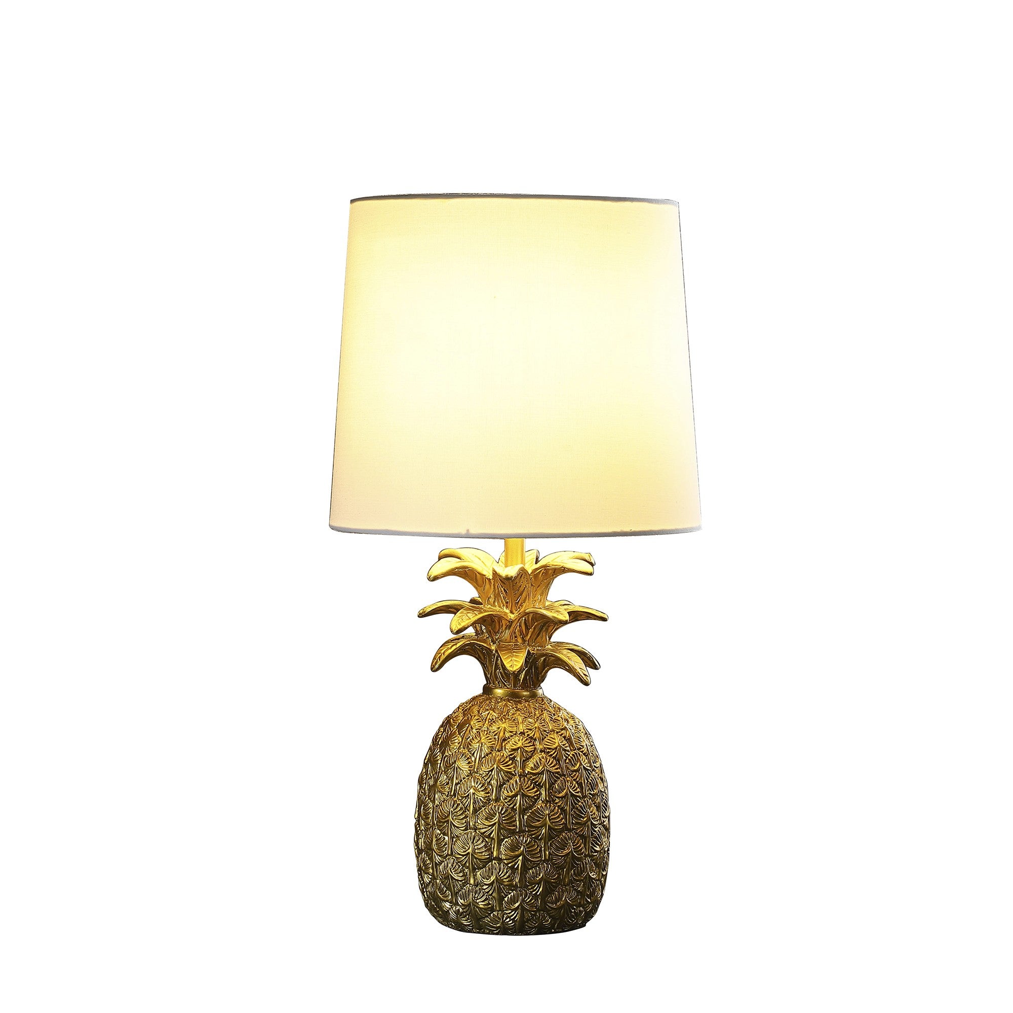 17" Gold Bedside Table Lamp With White Empire Shade 