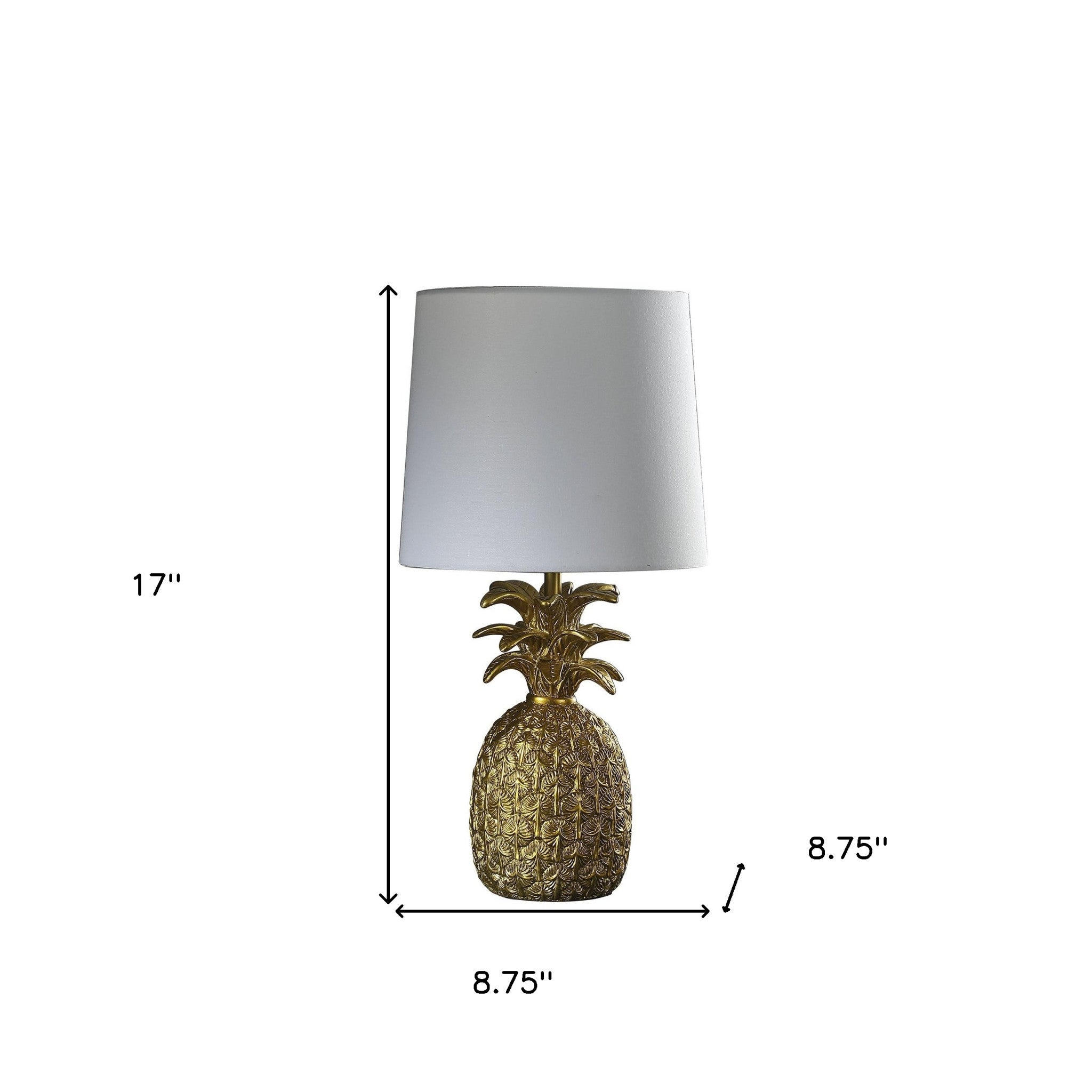 17" Gold Bedside Table Lamp With White Empire Shade 