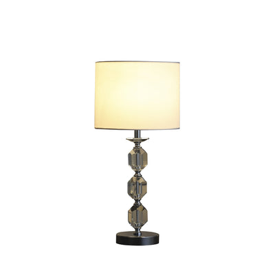21" Silver Bedside Table Lamp With White Drum Shade 