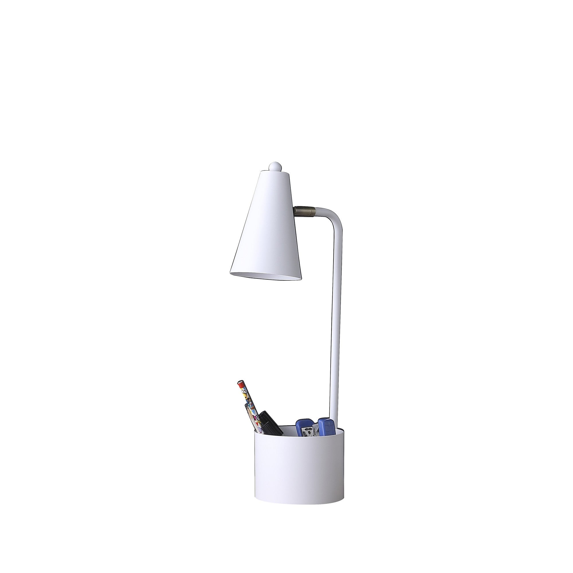 20" Compact White Student Metal Desk Lamp