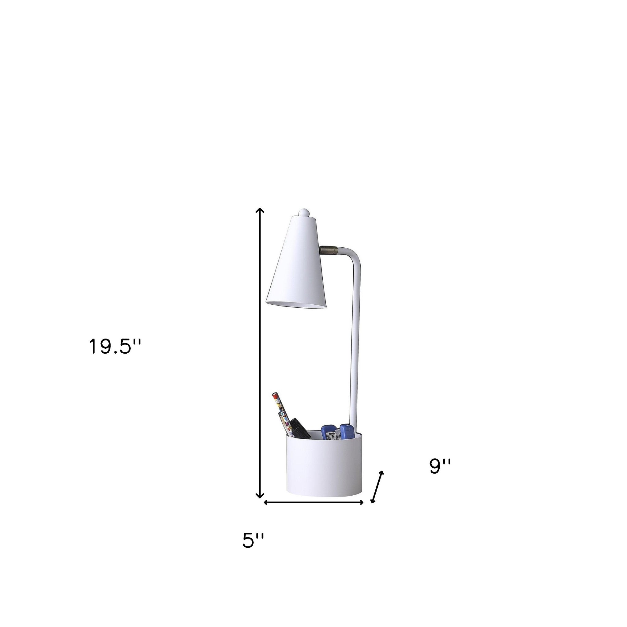 20" Compact White Student Metal Desk Lamp