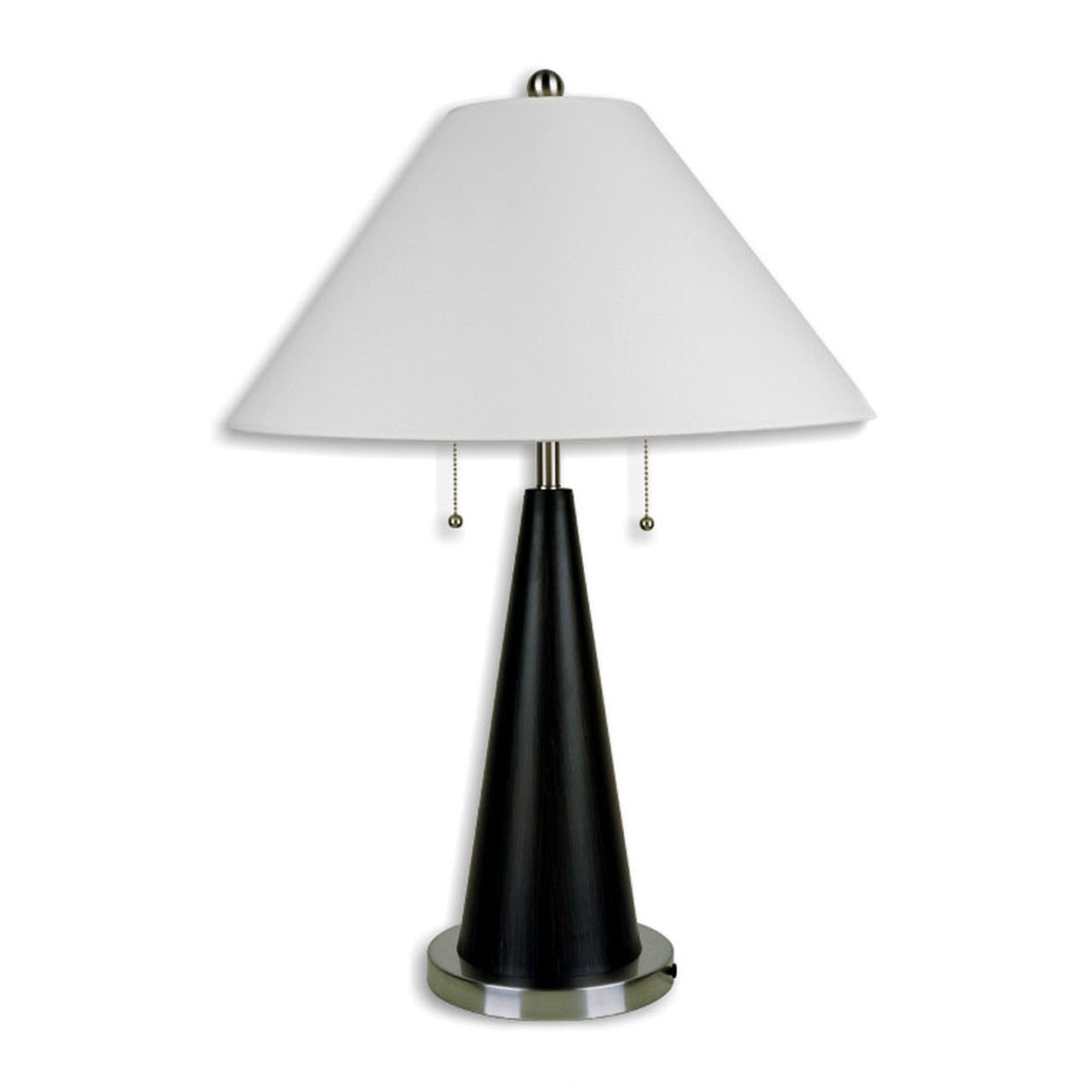 28" Black Metal Bedside Table Lamp With White Shade