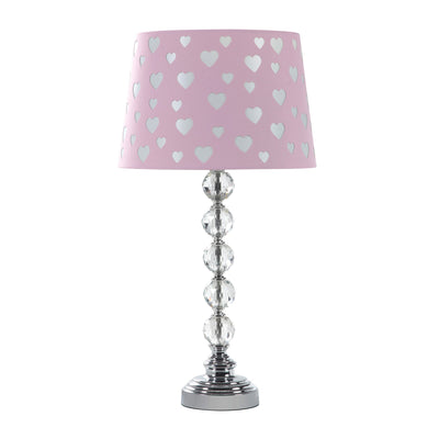 22" Crystal With Pink And White Dot Shade Table Lamp 