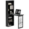 Wall Mounted Fold-Out Convertible Office Desk with Storage Shelves & Blackboard – Black