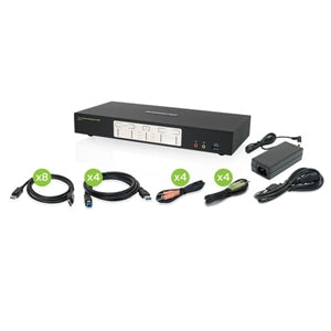 IOGEAR 4-Port 4K Dual View DisplayPort KVMP with USB 3.0 Hub and Audio (TAA) 