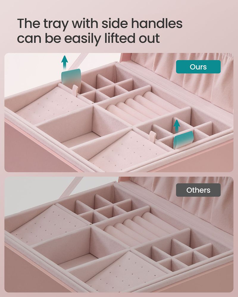 SONGMICS 2-Layer Jewelry Box with Handle and Removable Jewelry Tray 