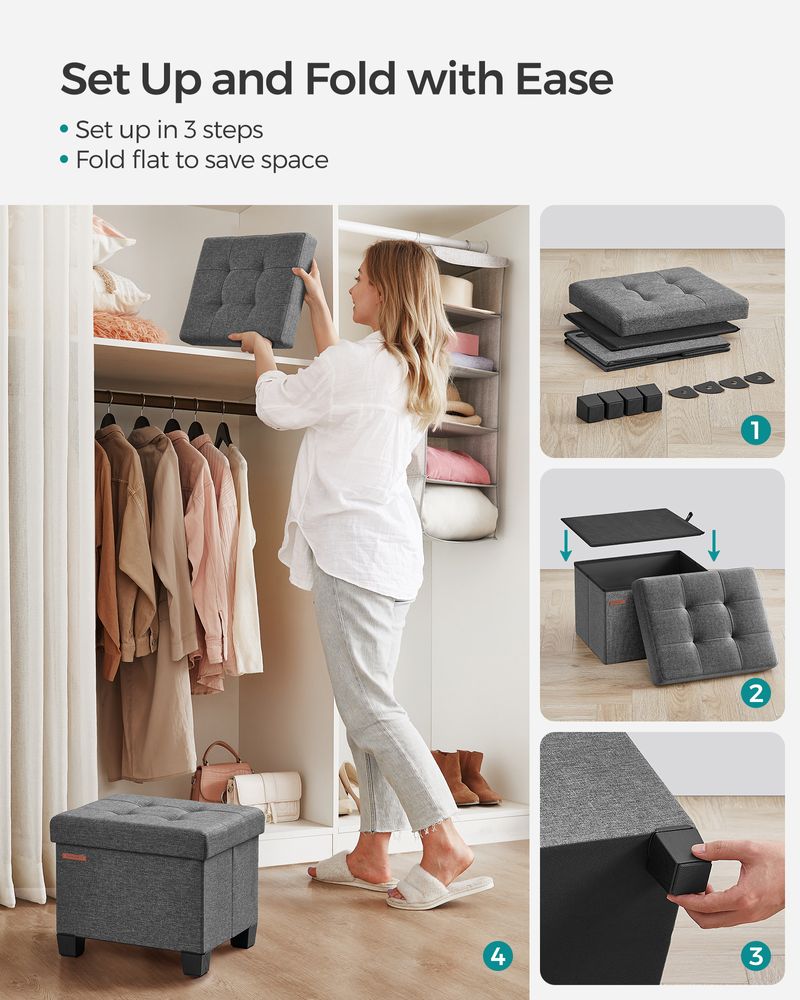 SONGMICS Small Ottoman Foot Rest with Legs 