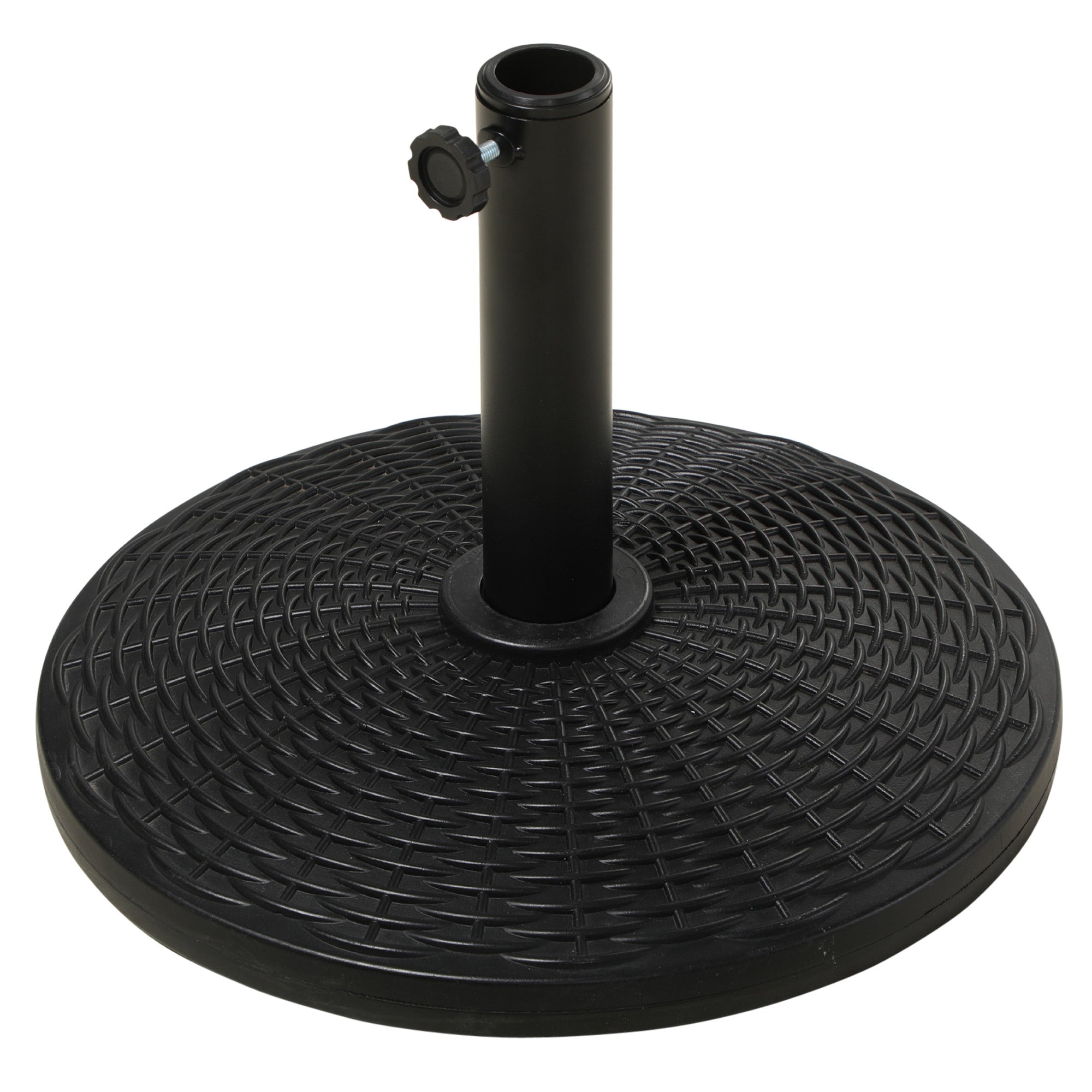 Outsunny 17.5" Round Umbrella Base Holder, 25 lbs Garden Parasol Stand with Rattan Design for Patio, Outdoor, Backyard, Black 