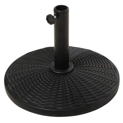 Outsunny 17.5" Round Umbrella Base Holder, 25 lbs Garden Parasol Stand with Rattan Design for Patio, Outdoor, Backyard, Black 
