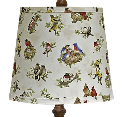 27" Brown Table Lamp With Ivory and Blue Birds Empire Shade 