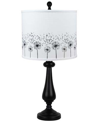 27" Black Standard Table Lamp Black White 