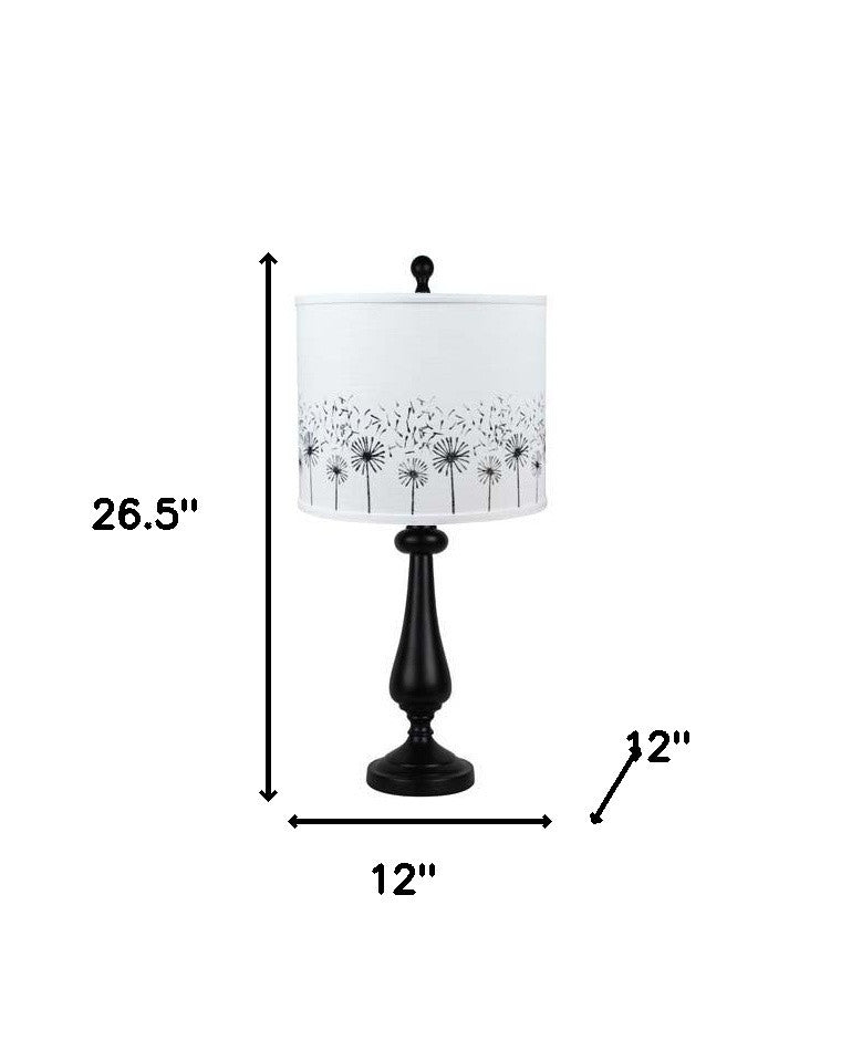 27" Black Standard Table Lamp Black White