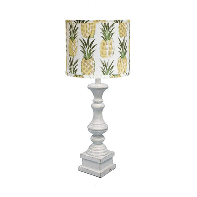 Distressed Whitewash Pineapple Shade Table Lamp 