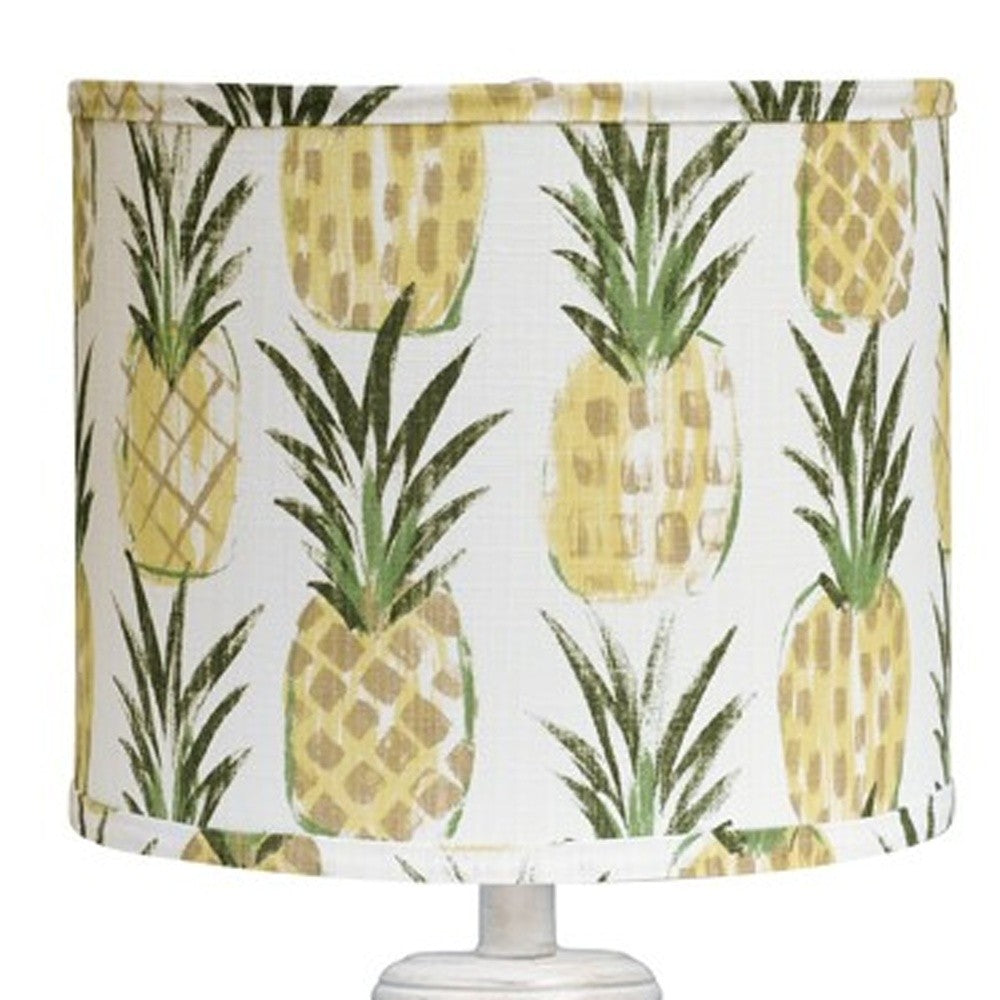Distressed Whitewash Pineapple Shade Table Lamp 