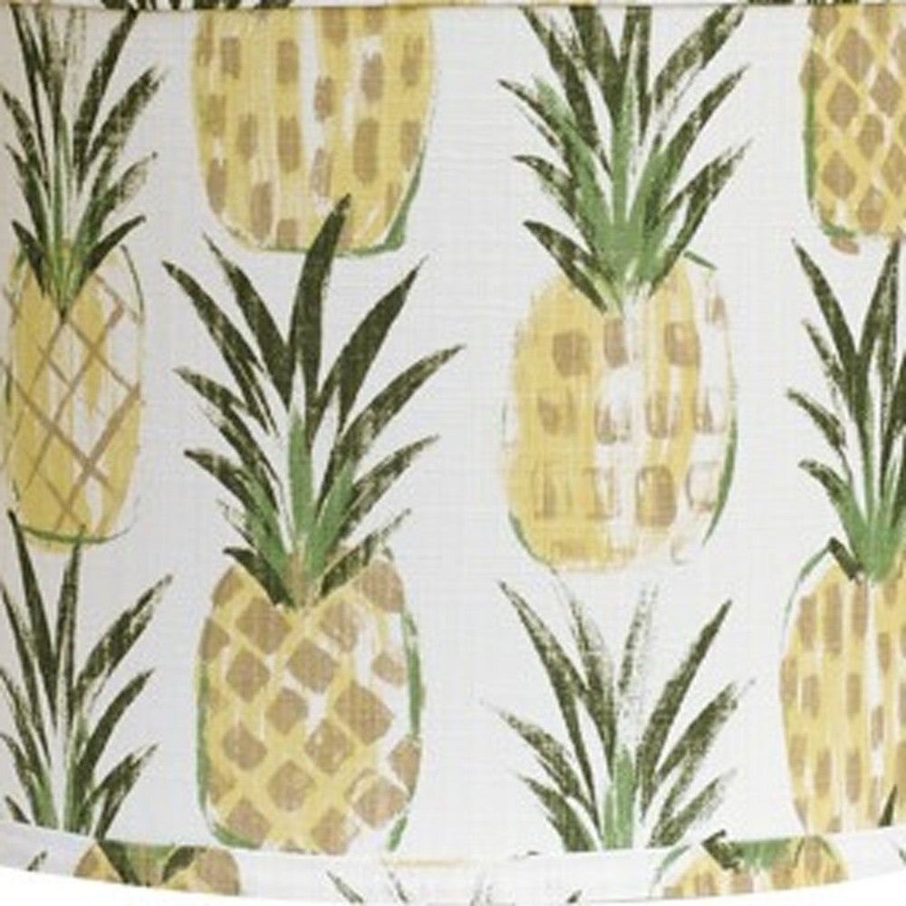 Distressed Whitewash Pineapple Shade Table Lamp 