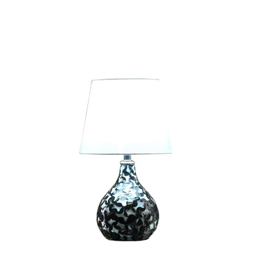 12" Black Table Lamp With White Globe Shade 