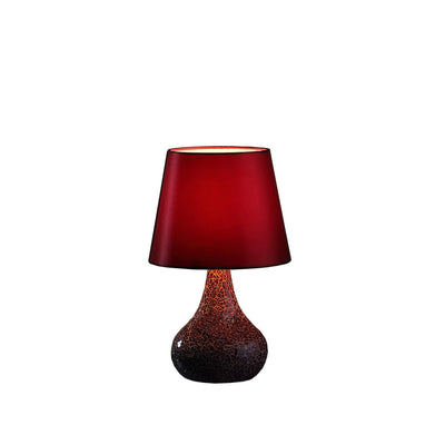 11" Red Table Lamp With Burgundy Globe Shade 