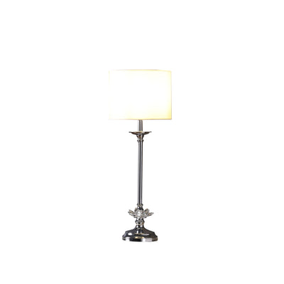 26" Silver Metal Table Lamp With White Globe Shade 