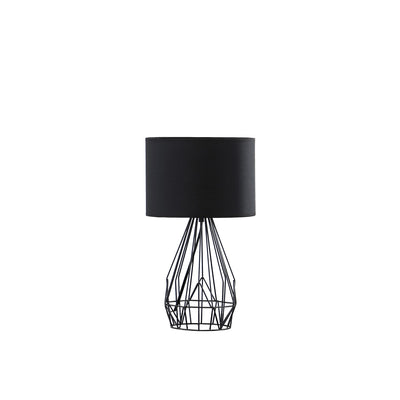 18” Asymmetric Black Cage Metal Table Lamp 