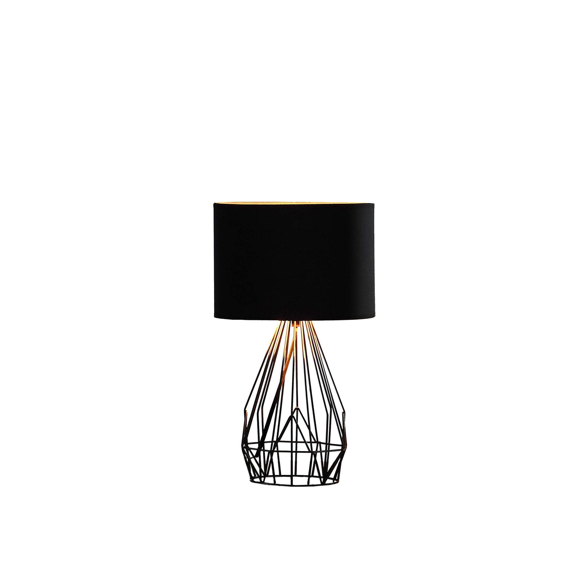 18” Asymmetric Black Cage Metal Table Lamp