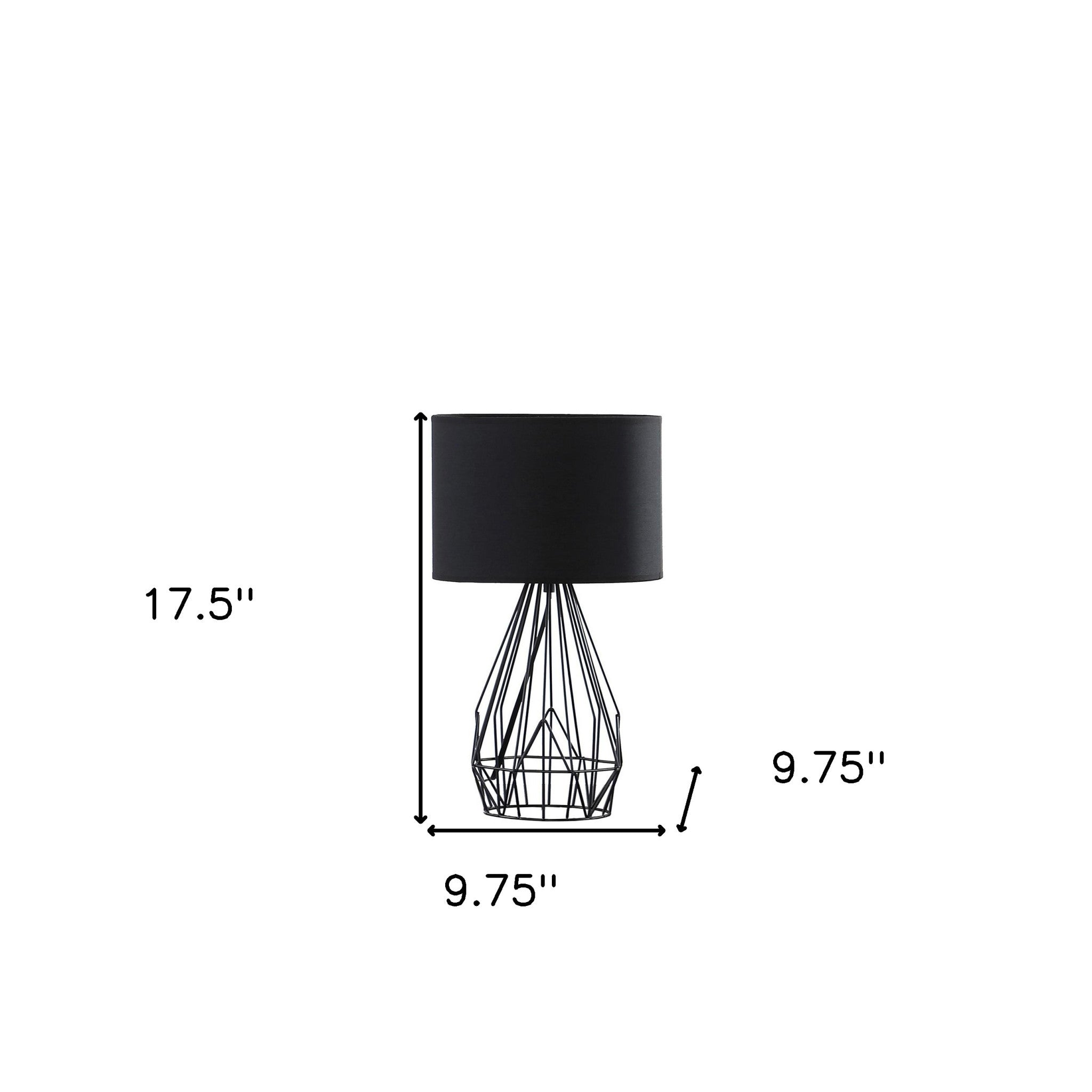 18” Asymmetric Black Cage Metal Table Lamp