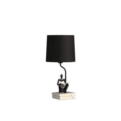 21" Black Table Lamp With Black Globe Shade 