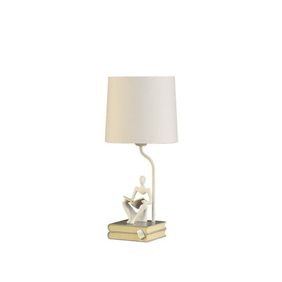 21" White Table Lamp With White Globe Shade 