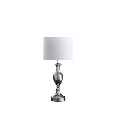 22" Silver Metal Standard Table Lamp With White Shade 
