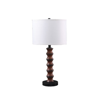 28" Dark Cherry Polyresin Indents Table Lamp With White Shade 