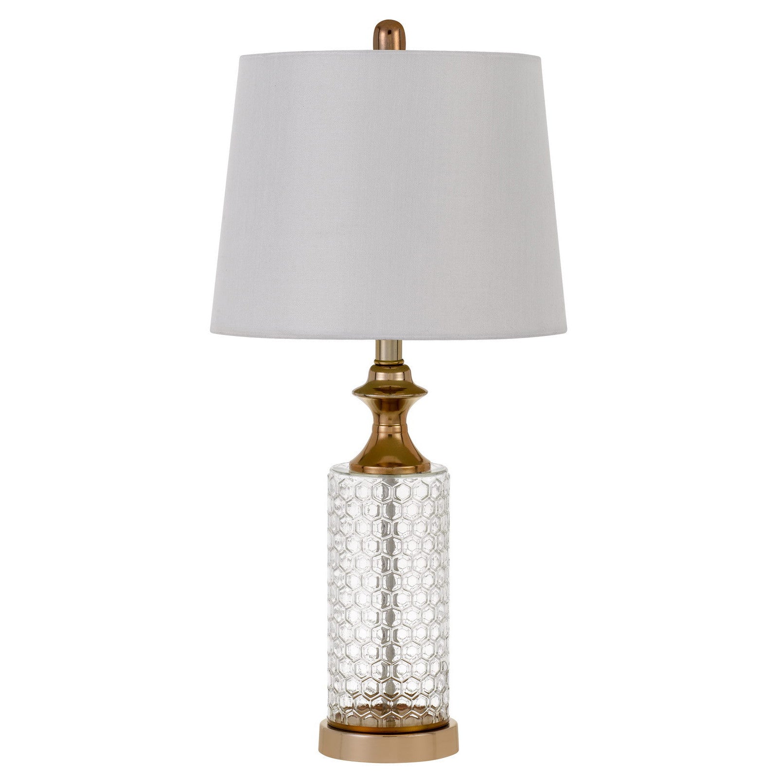 Set of Two 27" Glass Honeycomb and Rose Gold Table Lamps