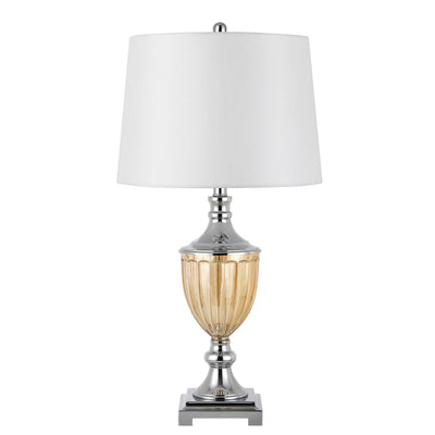 Set Of Two 29" Silver Metal Two Light Desk Table Lamps With White Globe Shade 