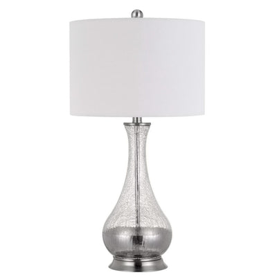 Set of Two 27" Glass And Steel Table Lamps 