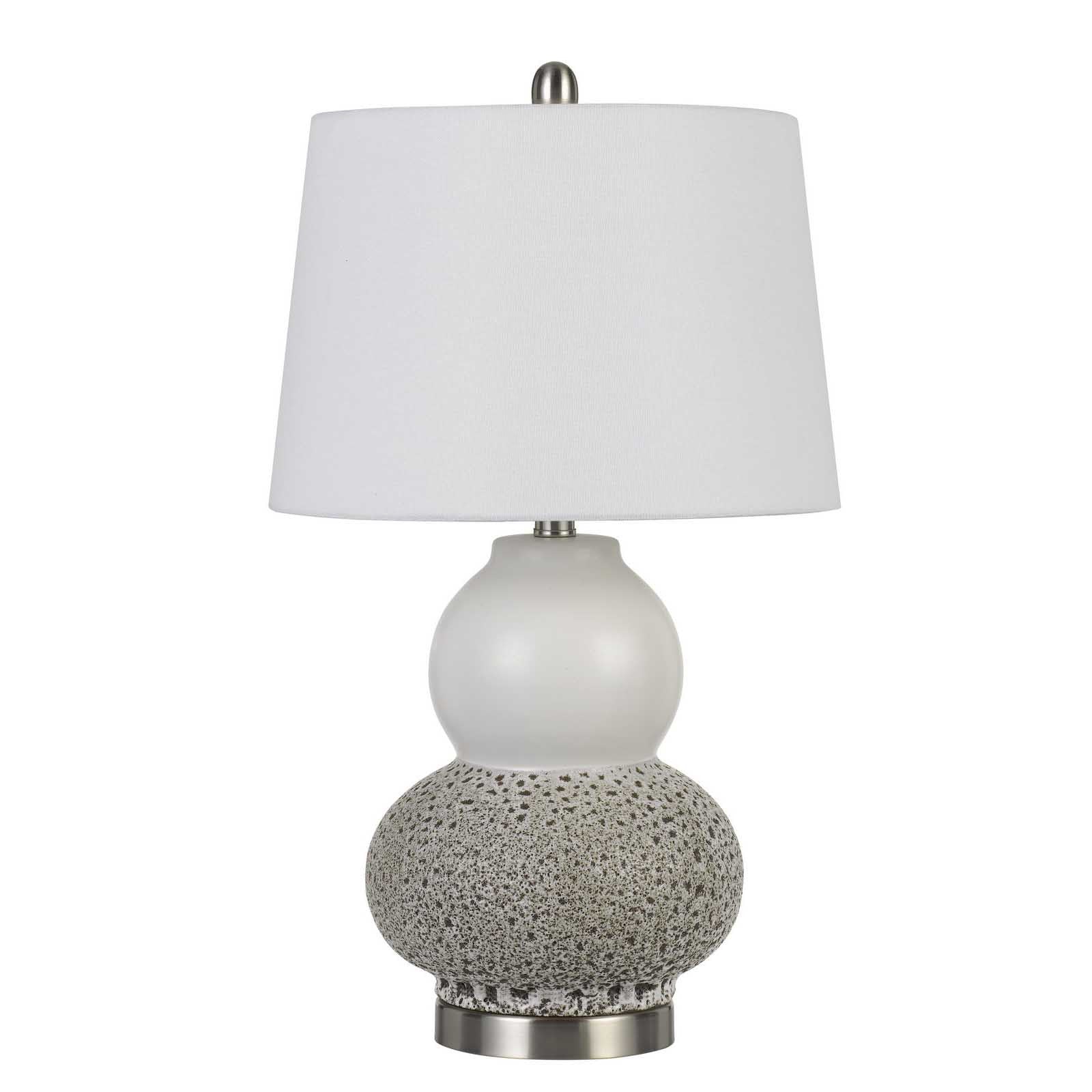 Set Of Two 24" Silver Metal Two Light Desk Table Lamps With White Globe Shade 