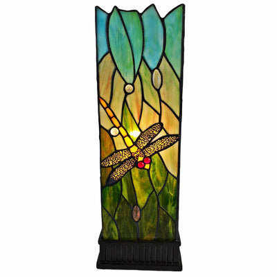 18" Tiffany Style Dragonfly Dark Brown Base Table Lamp 