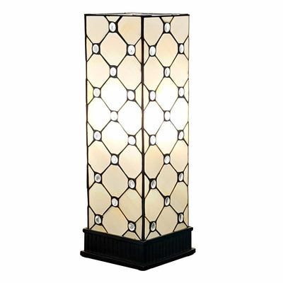 18" Tiffany Style Jeweled Dark Brown Base Table Lamp 
