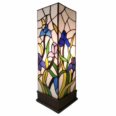 18" Tiffany Style Floral Dark Brown Base Table Lamp 