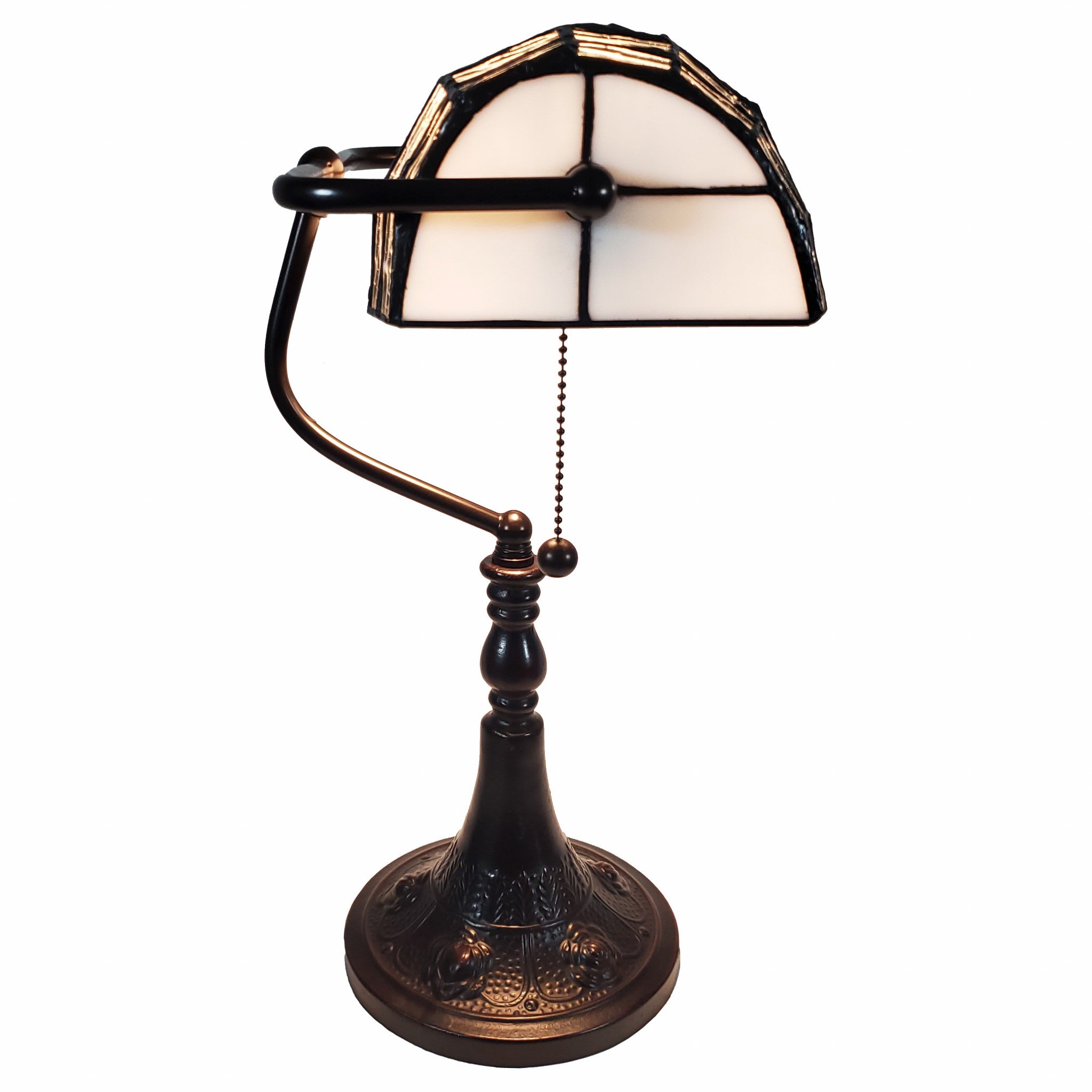 19" Dark Brown Candlestick Table Lamp With White Shade